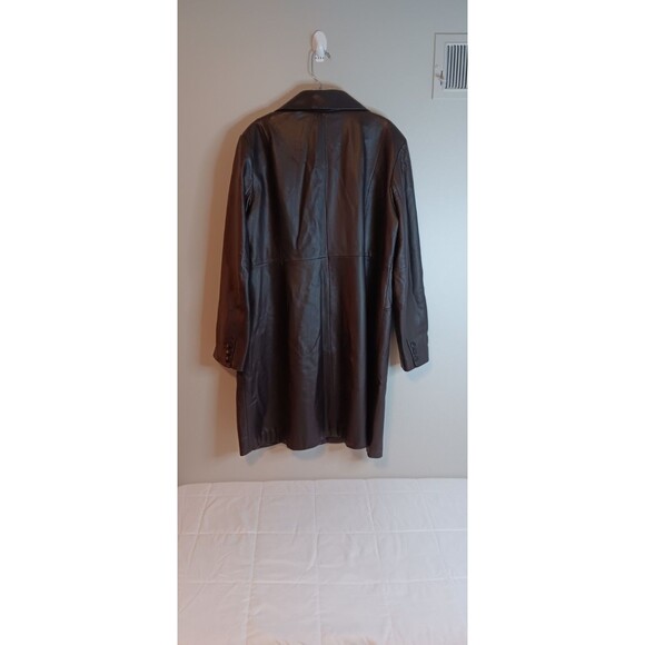 Kenneth Cole Reaction Brown Leather Jacket Full Length Sz XL - Picture 3 of 5